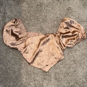 Brown Satin Snake Skin Crop Top